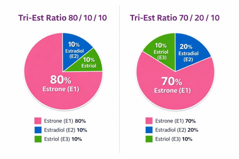 Tri-Est hormone ratio chart showing estriol estradiol estrone percentages