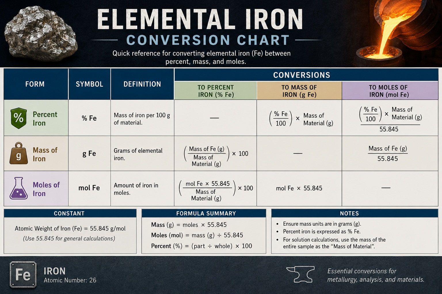 Elemental Iron Calculator | Ferrous Sulfate, Gluconate, Fumarate