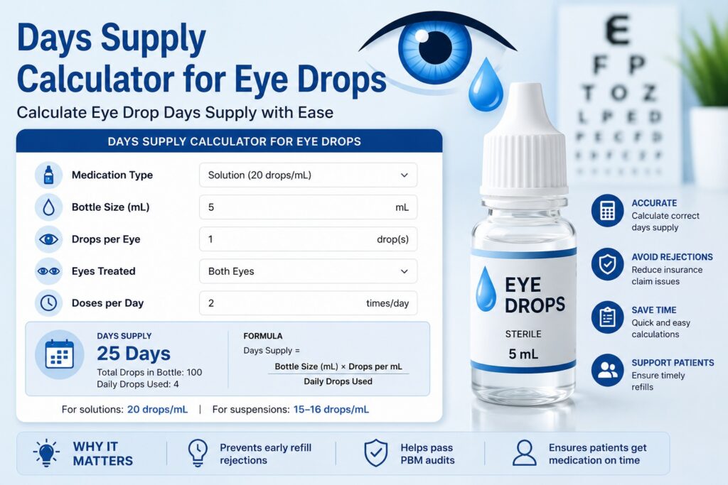 Day Supply Calculator for Eye Drops - A&P Pharmacy, TX